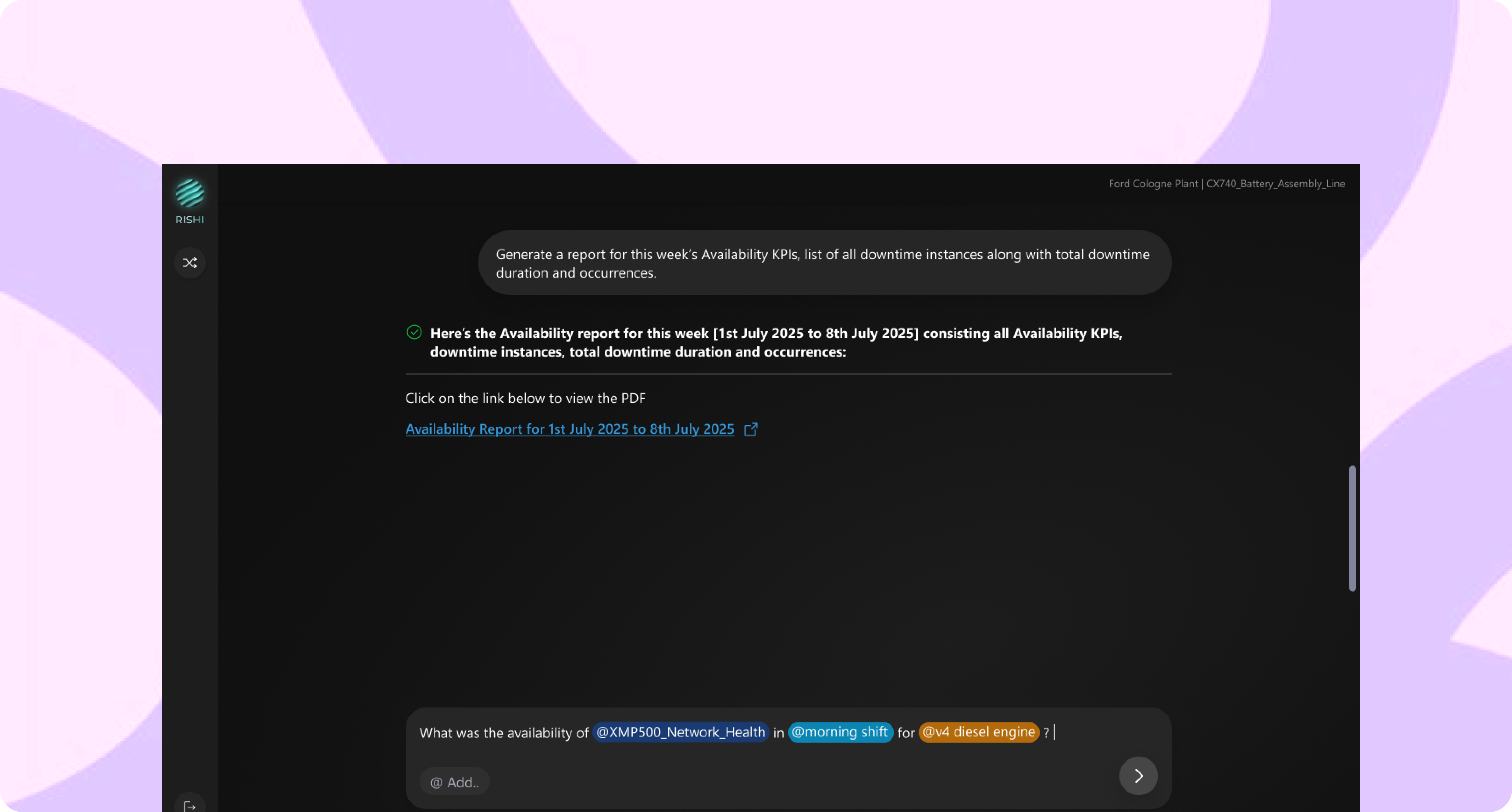 Natural language query screenshot